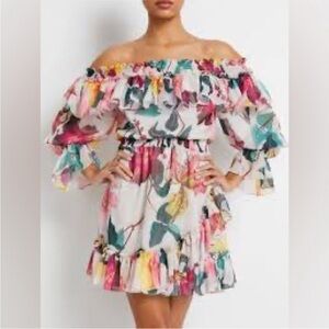 PatBO Multicolor Floral Off-Shoulder Dress
